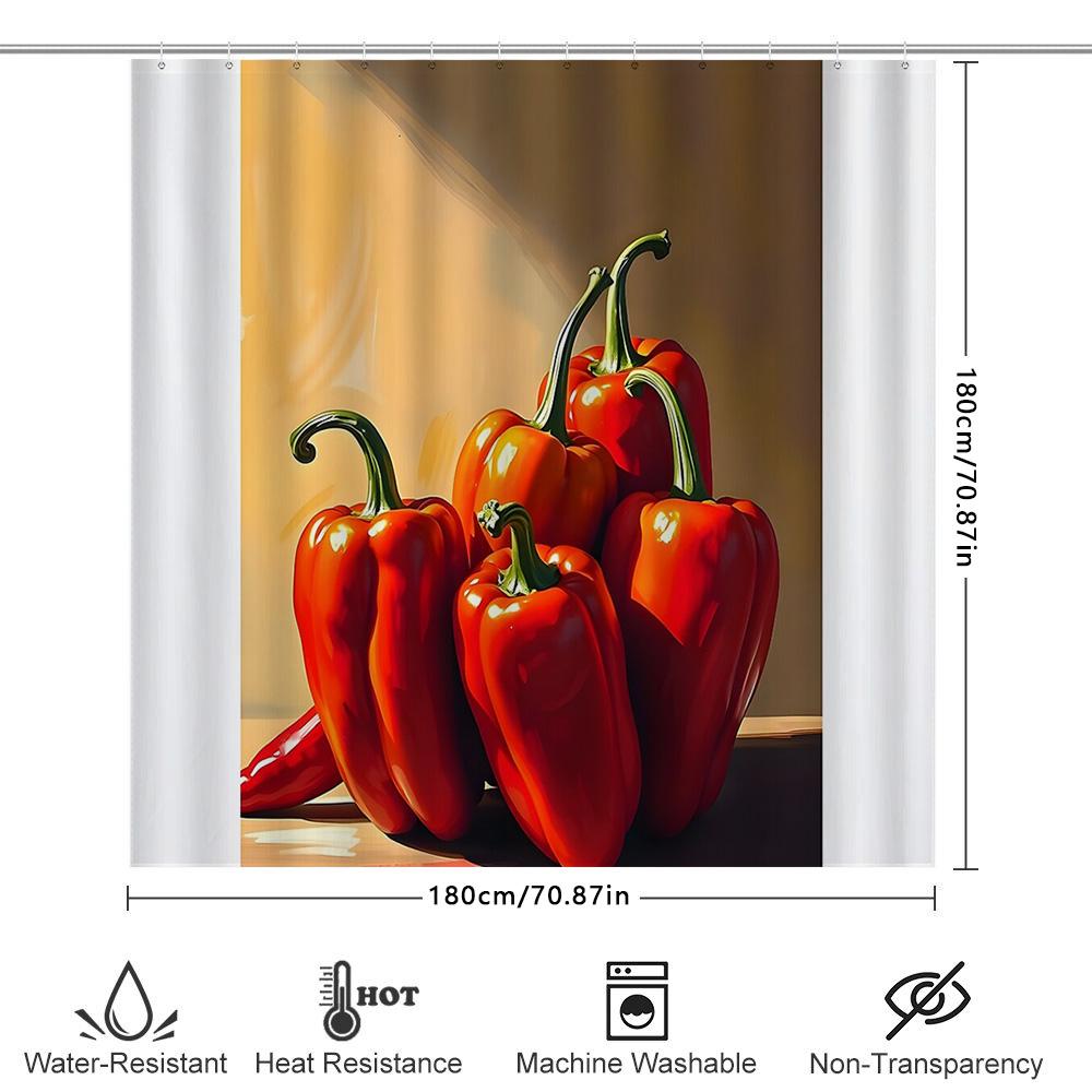 Chili Pepper Shower Curtain Rustic Farmhouse Kitchen Decor Spicy Food Print Bathroom Set Waterproof Modern Artistic Home