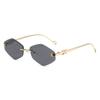 Stylish Frameless Metal Diamond-shaped Sunglasses for Women, High-end UV Protection Sunglasses