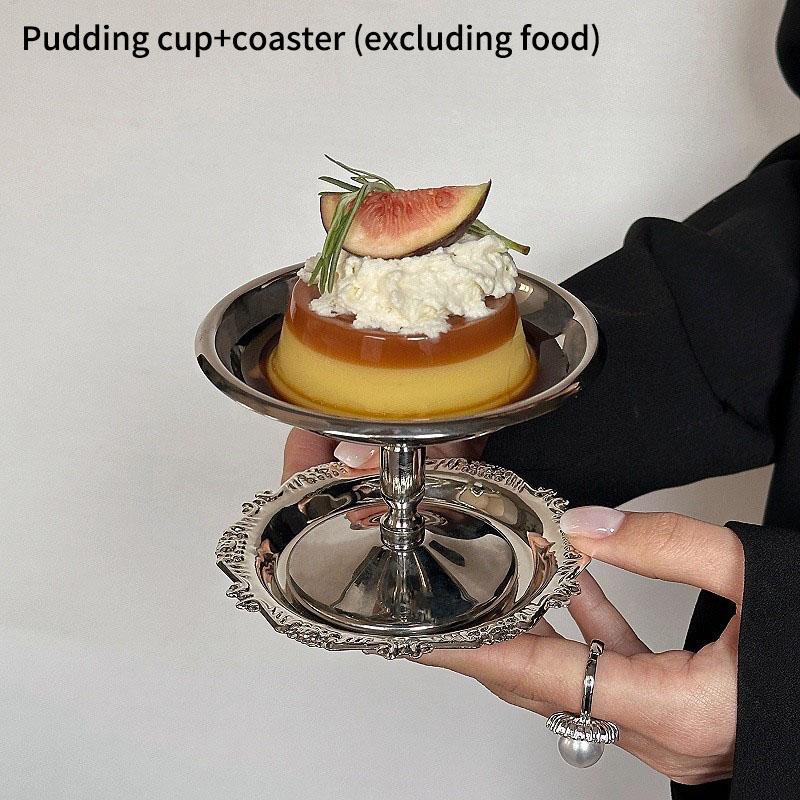 Palais Rétro Acier Inoxydable 304 Tasse à Glace Tasse à Dessert Yaourt aux Fruits Coupe à Salade Dessert en Forme de Pétale Accessoires Photo pour Dessert