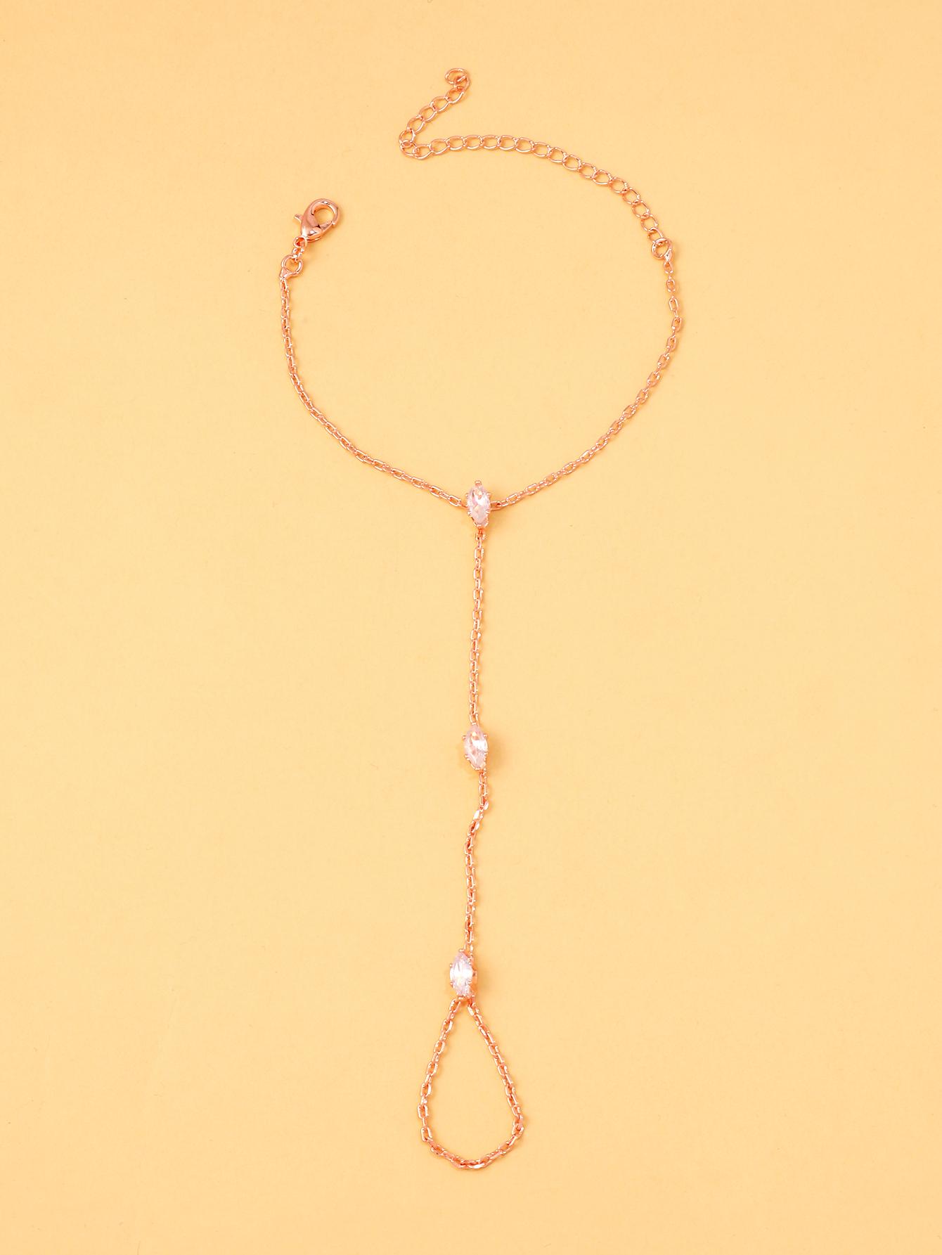 

Party Bohemia Rhombus Crystal Bracelet Hand Jewelry for Women Simple Thin Chain Finger Bracelet Jewelry Accessories Gift
