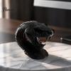 Snake Sculpture for Shelves 3D Printed Head Ornament, Desk with Sharp Teeth, Wild Style Ornament Realistic Animal Figurine Halloween Home Living Room