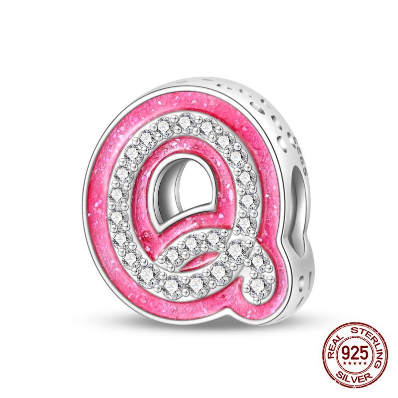 Authentic Pink Charm Bead Charms Bead Charms Copper 26 Letter Charm Bead Charms Compatible With Authentic Bracelets Do It Yourself Jewellery Making Wo