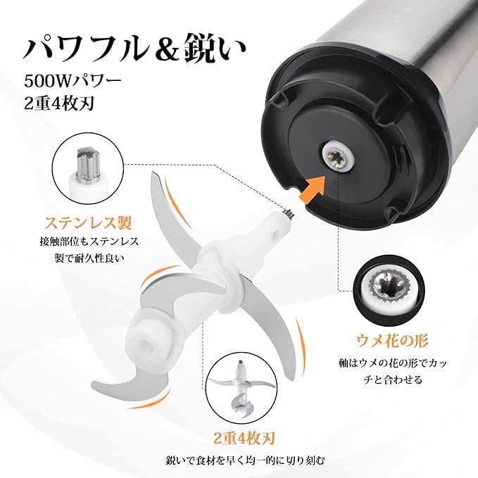 Umillion Food Large Capacity 4 3 Speed PSE and FDA Commercial Food Electric Stainless Easy Suitable for and Food Easy To Clean Processor, 3.5L,