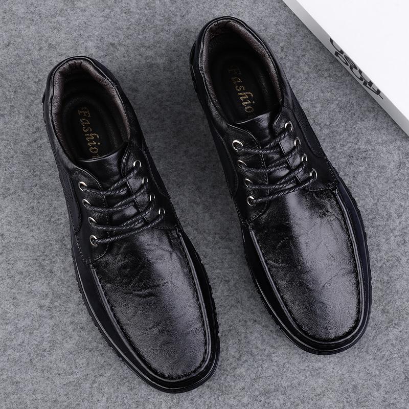 Neue High-Top Herrenschuhe aus echtem Leder Outdoor Verschleißfest Basic Stiefel Mode Mann Warm Plüschfell Schneestiefel Wanderschuhe