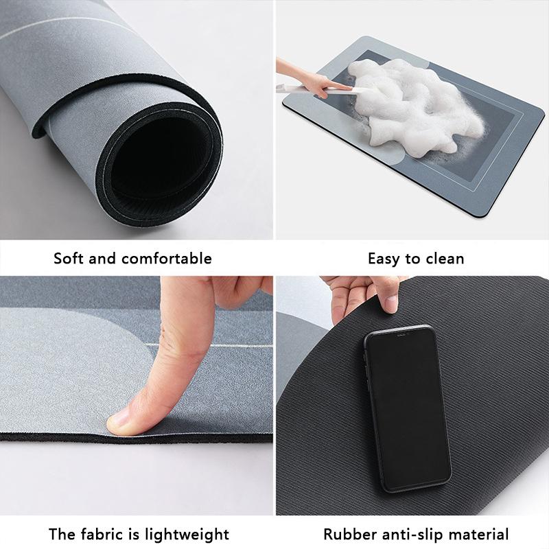 Super Absorbent Diatom Mud Bath Mat Non-Slip Quick Dry Bathroom Rug with Rubber Backed Soft Diatomite Floor Mat for Shower