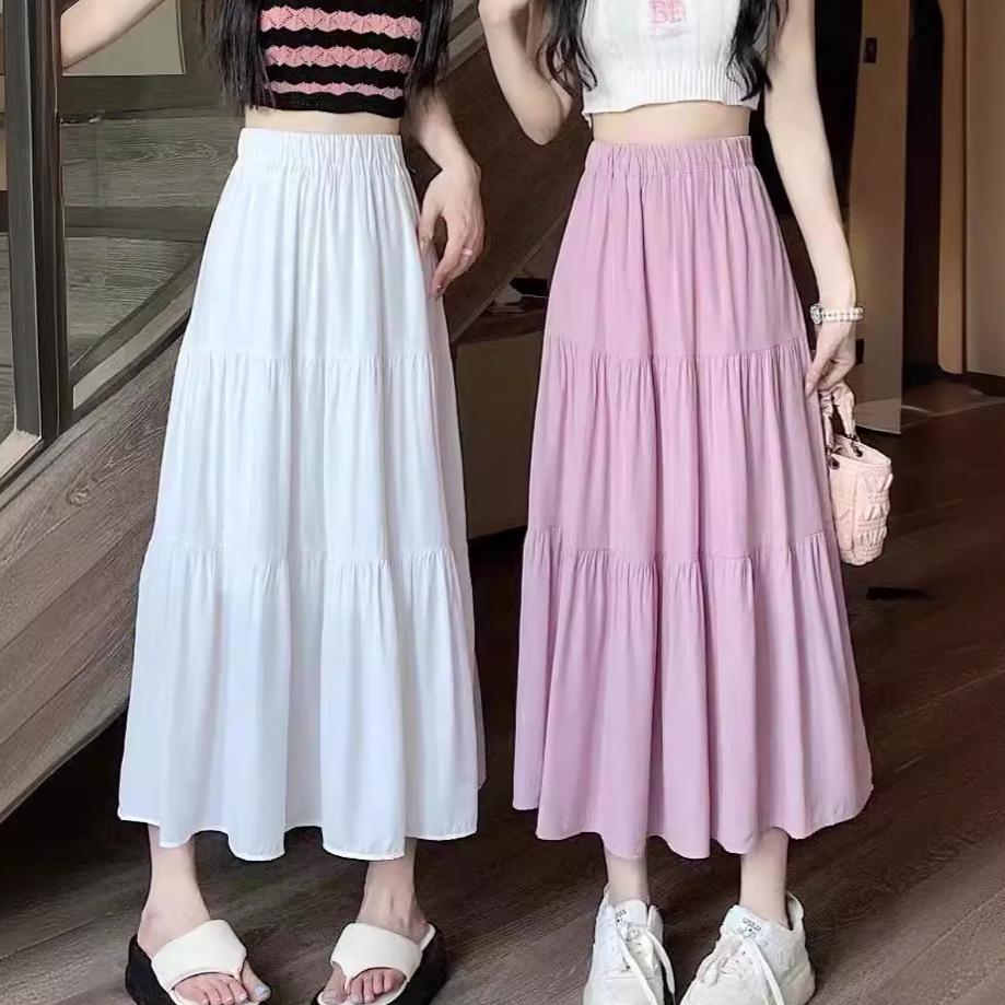 

High-Waist A-line Pleated Midi Skirt - 2024 Women s Spring Collection Extra Small