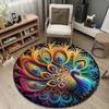 Glam Round Floral Multicolor Rug Pad, Non-Slip Floor Mat for Bathroom