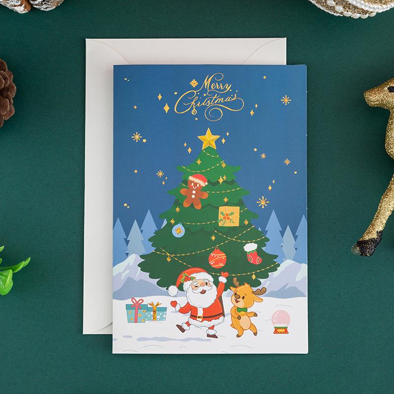 New Bronzing Christmas Card Cartoon Holiday Christmas Eve Christmas Card Blessing Wish Message Card