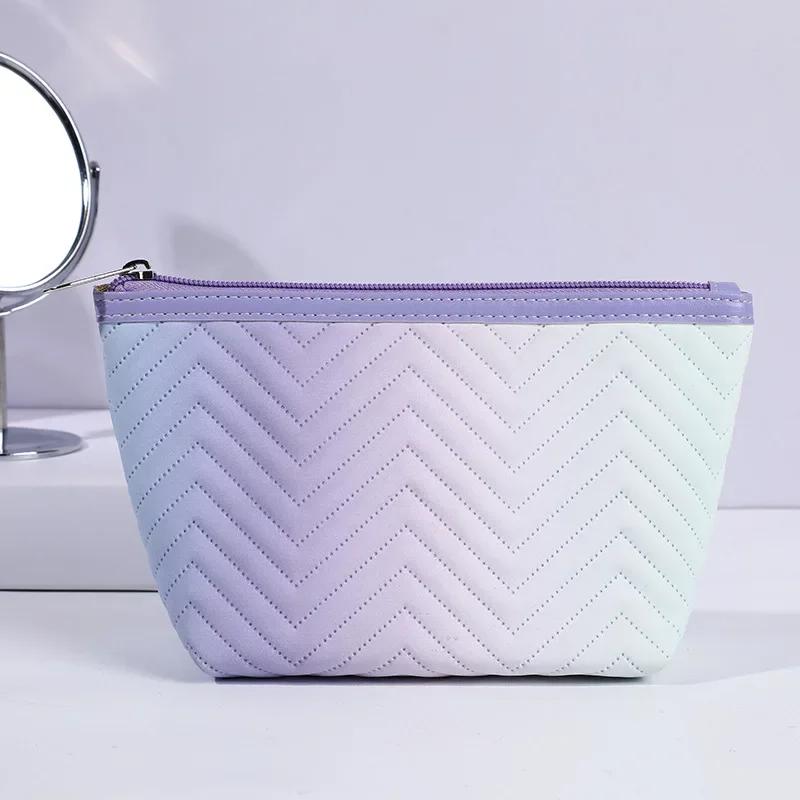 

1 Pcs Gradient Color Makeup Bag for Women Zipper Pu Leather Cosmetic Bag Pouch Travel Large Female Make Up Pouch Necessaries