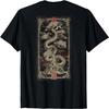 Elegant Back Print Ying and Yang Chinese Bonsai Dragon T-Shirt
