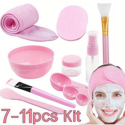 7-11 Stück DIY Gesichtsmasken Mischset Kunststoff Gesichtsmasken Pinsel Set Beauty Werkzeug für Zuhause SPA Salon Hautpflege Routine Mischschüssel Set