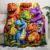Flanell-Kuscheldecke Niedliche lächelnde Dinosaurier HD-Digitaldruck, geeignet für Sofas, Betten, Büros, Reisen, Campingstühle, warme Decke
