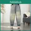 Plus Vintage Size Thin Embroidery Hole High Waist Casual Loose Women Summer Jeans Denim Harem Pants