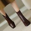 Autumn Vintage Thick Heel Women Ankle Boots Fashion Square Toe Ladies Elegant Mordern Short Booties