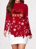 2026 New Year Christmas Party Dress, Women's Long Sleeve Round Neck Casual Tight Mini Dress