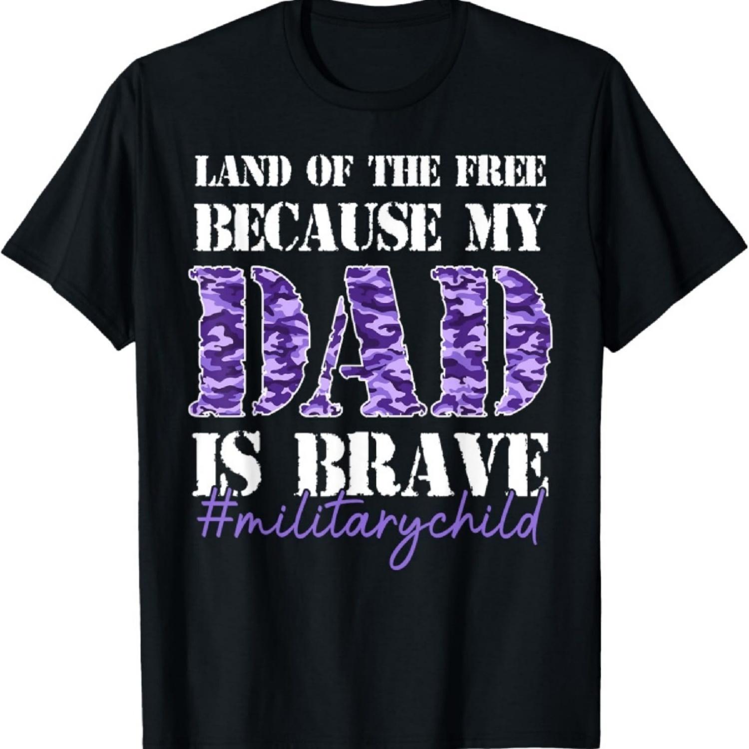 Land Of The Free Because My Daddy Is Brave Military Child T-Shirt XXXXXL чёрный