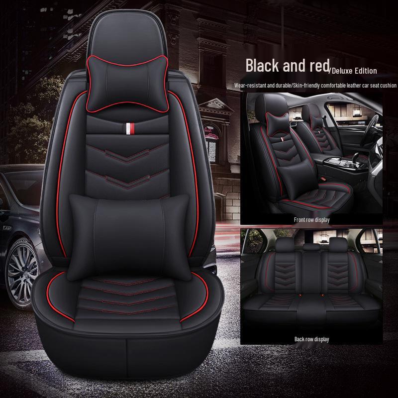 Universal Full Leather Breathable Car Seat Covers - Wear-Resistant, Full Surround, and Fits Five-Seat Interiors