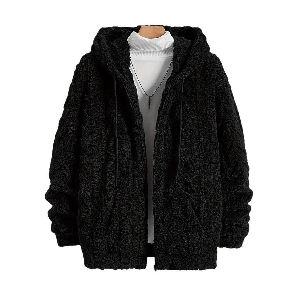 2024 Winter Double-sided Fleece Youth Hooded Sweatshirt - Men's Lambswool Pullover Jacket (Thickened)