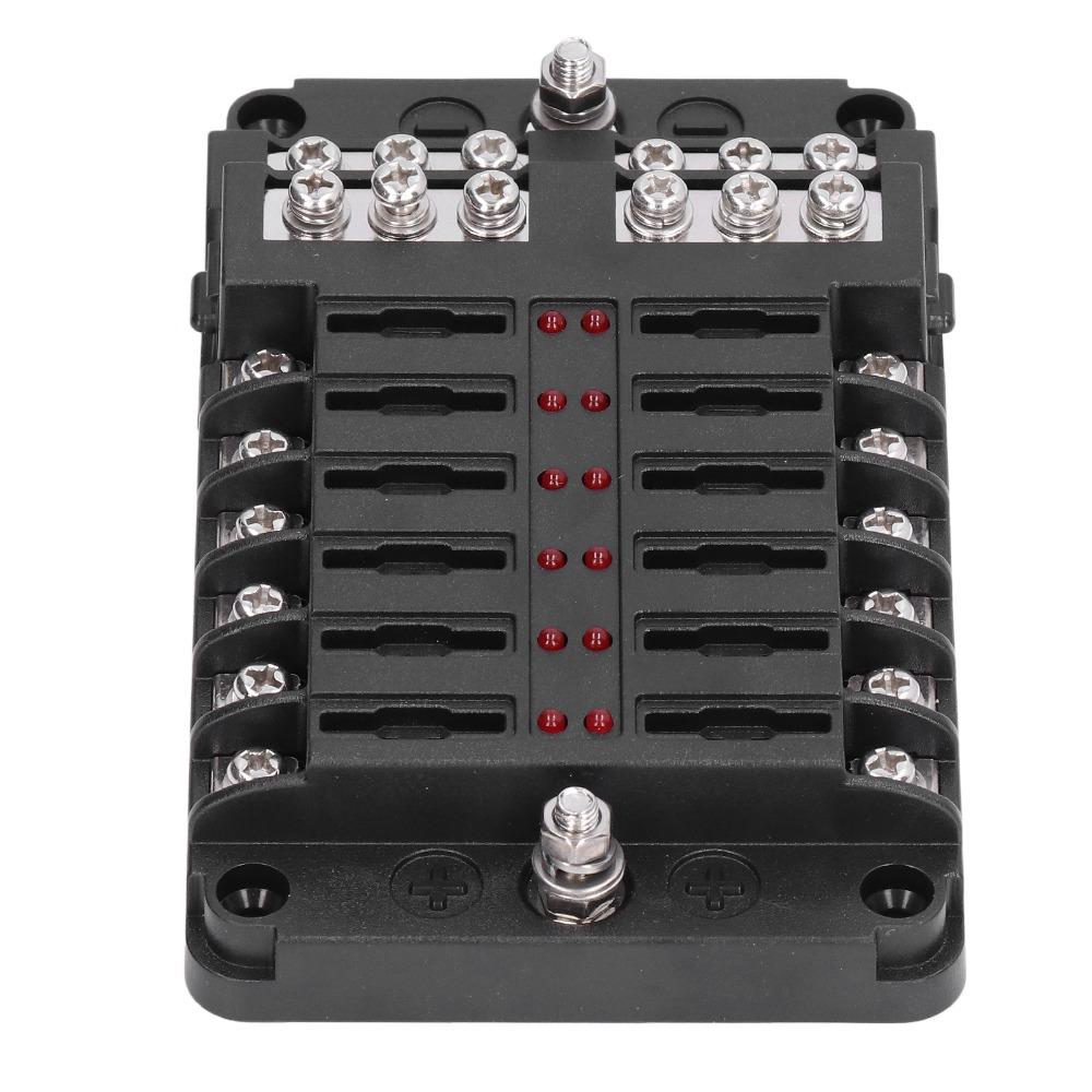 Universal 12 Way Fuseing Box Holder Waterproof Cover LED Indicator Box Holder Fuseing Panel RV Trailer