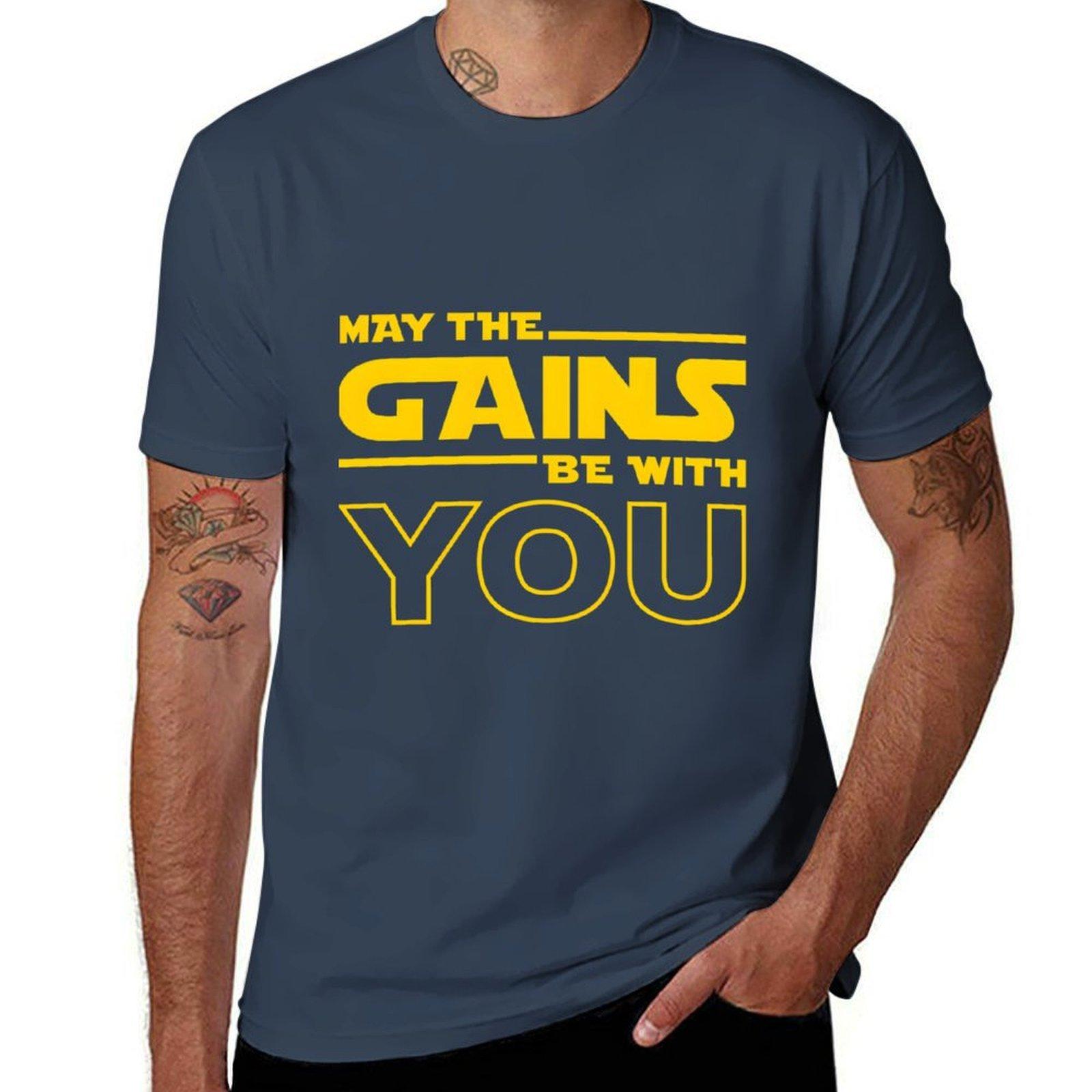 May The Gains Be With You Classic TShirt Breathable Workout Short Sleeve Top S