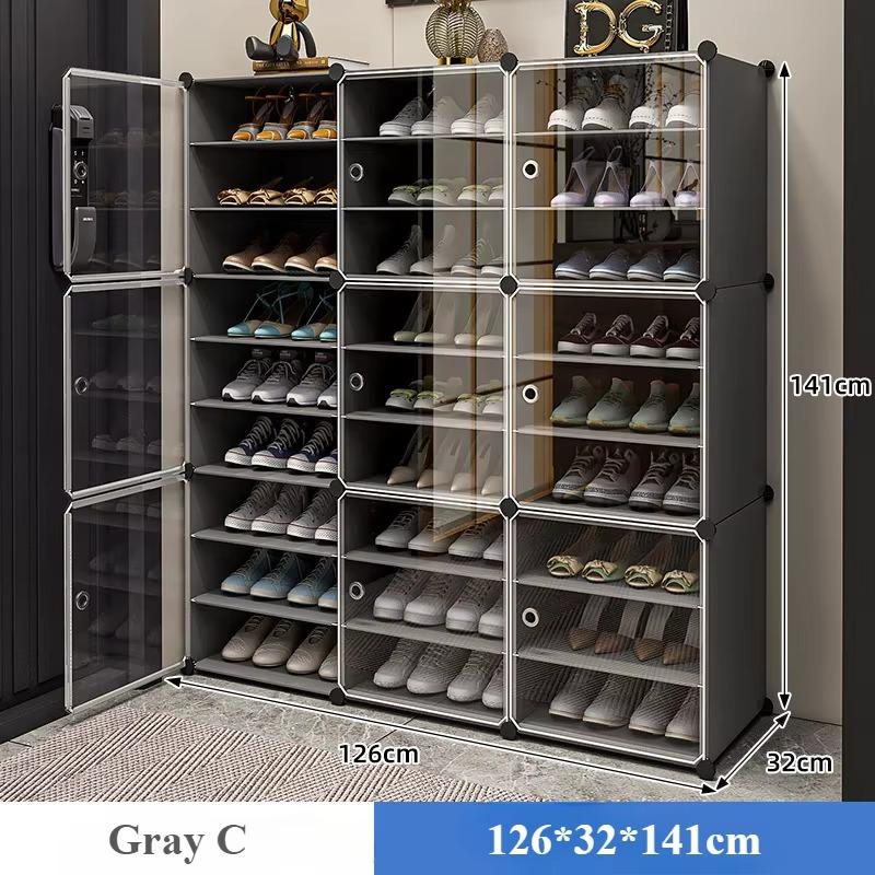 Shoe Rack Dustproof Stackable Shoe Shelf Multilayer Detachable Big Capacity Storage Racks Transparent Entrance Storage Shelves