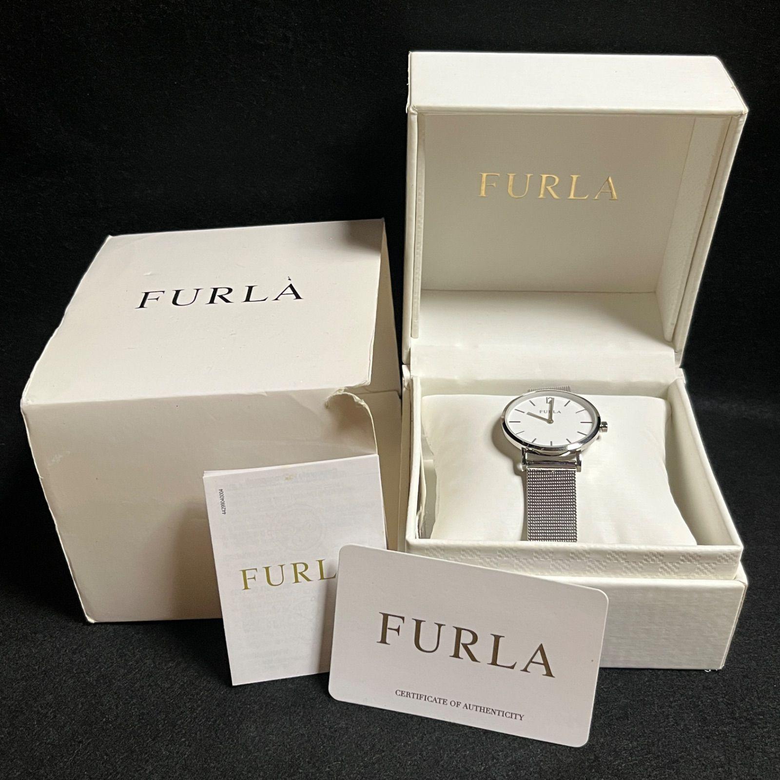 Used [Working item] FURLA watch silver 4253108503-92906 Operation confirmed, battery replaced, outer box included, card included