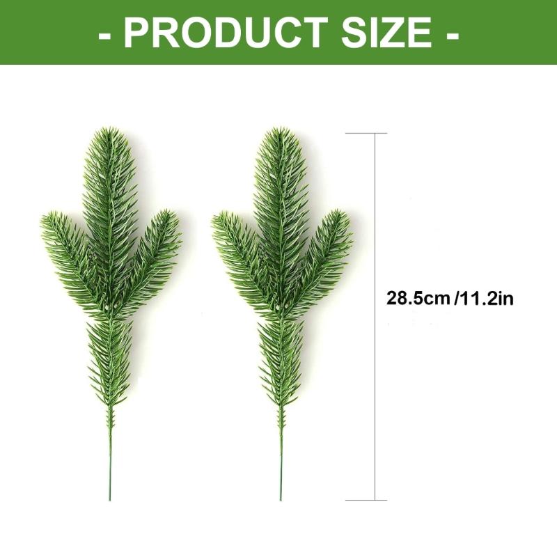 40PCS Durable Plastic Pine Sprays with Wire Stems Safe Never Toxic Sustainable Friendly Christmas Tree Ornaments Inside Use