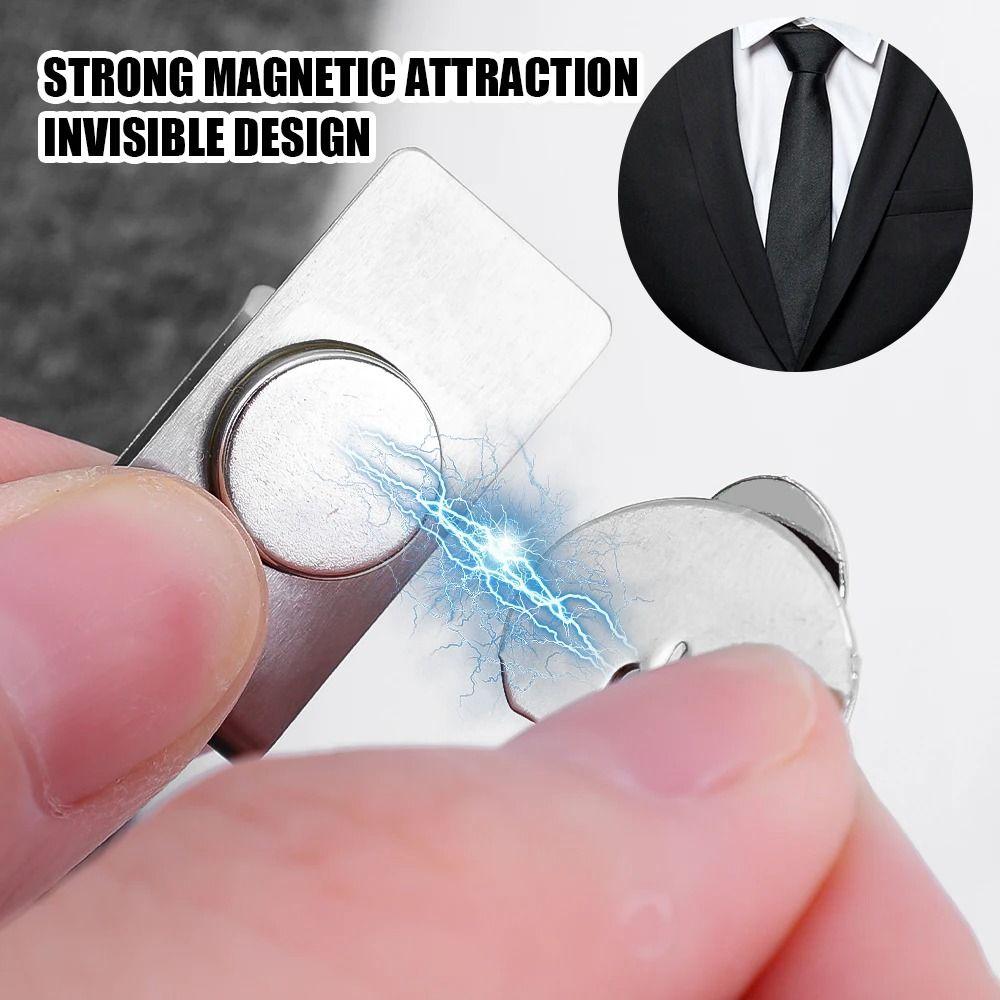 Magnetic Tie Stay Clips Anti-wrinkle Automatic Fixing Buckle Unisex Tie Holder Clips Men