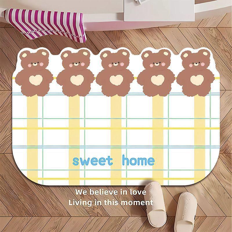 Niedliche Candy Bär Badezimmer Bodenmatte Diatomeenerde Wasseraufnahme Schnelltrocknend Badezimmer Toilette WC Toilettentür Rutschfeste Fußmatte