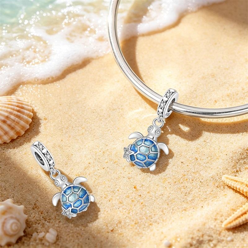 925 Silver Luminous Blue Ocean Series Octopus Starfish Charms Beads For Women Fit Bracelet DIY Jewelry Gifts