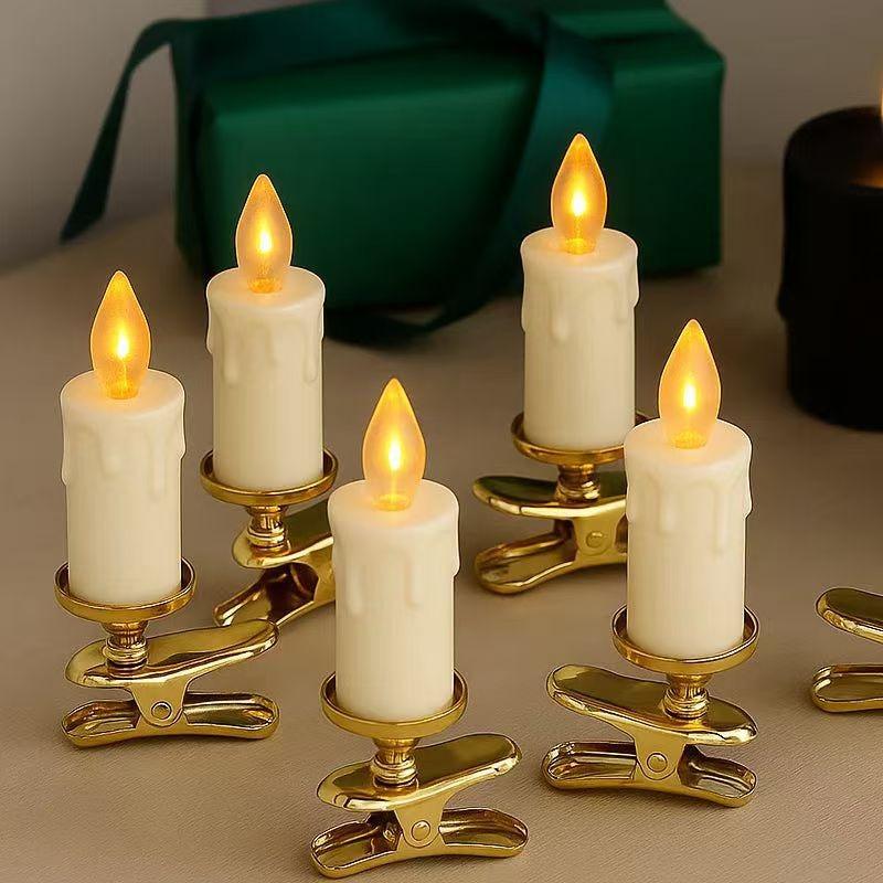 Clip on Electronic Candle for Christmas Trees Plastic Material Christmas Decorations Candle Lamp