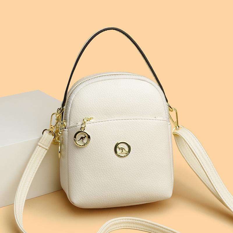 Soft Leather Multi-compartment Mom Bag Single-shoulder Crossbody Bag Simple and Large-capacity Single-shoulder Bag