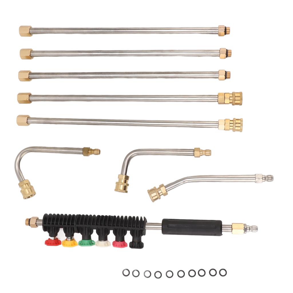 Pressure Washer Extension Wand 5 Straight Rod 3 Curve Rod Set Power Washer Lance with 6 Nozzles