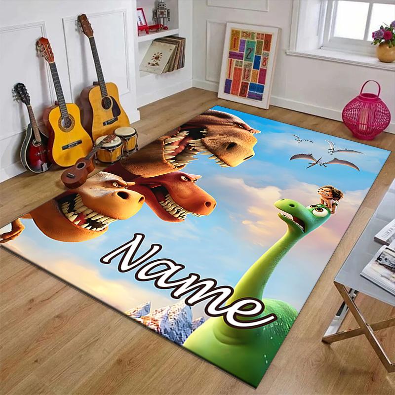 Custom The Good Dinosaur Mat Personalized Name, Polyester Washable Indoor Entryway Rug, Gift for Christmas, Easter, Thanksgiving Day