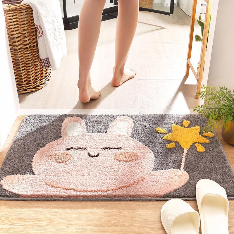 Cartoon Imitation Cashmere Floor Mat Bathroom Absorbent Toilet Door Entry Non-slip Mat Bedroom Carpet Door Mat Floor Mat Household