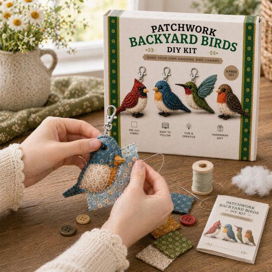 DIY Patchwork Animal Keychain Kit, Handmade Bird Pet Farm Forest Animal Key Ring, Handcrafted Keychain Art Crafts for Kids Adults