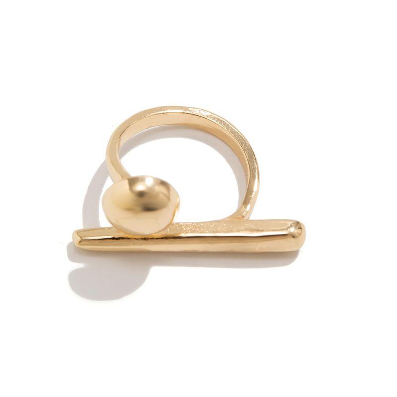 Niche Style round Ball Bench Metal Female Geometric Aesthetic Ring Light Gold