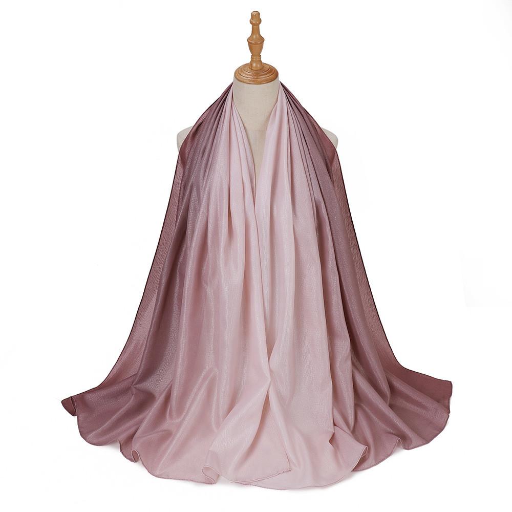 New Silk Hand Gradient Fashion Hijab Scarf Indonesian Malay Silver Scarf Raya Hijab