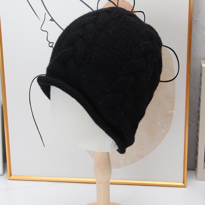 Autumn and Winter High-quality Wool Fashion Crimping Temperament Versatile Pullover Hat Solid Color Simple Warm Elegance Stacking Hat