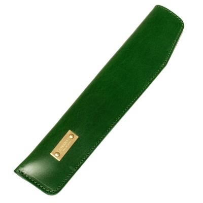 Fan Folding Fan Made In Genuine Leather [TABARAT] Case, Holder, Japan, 7.5-inch, (Himeji Leather) (Green)