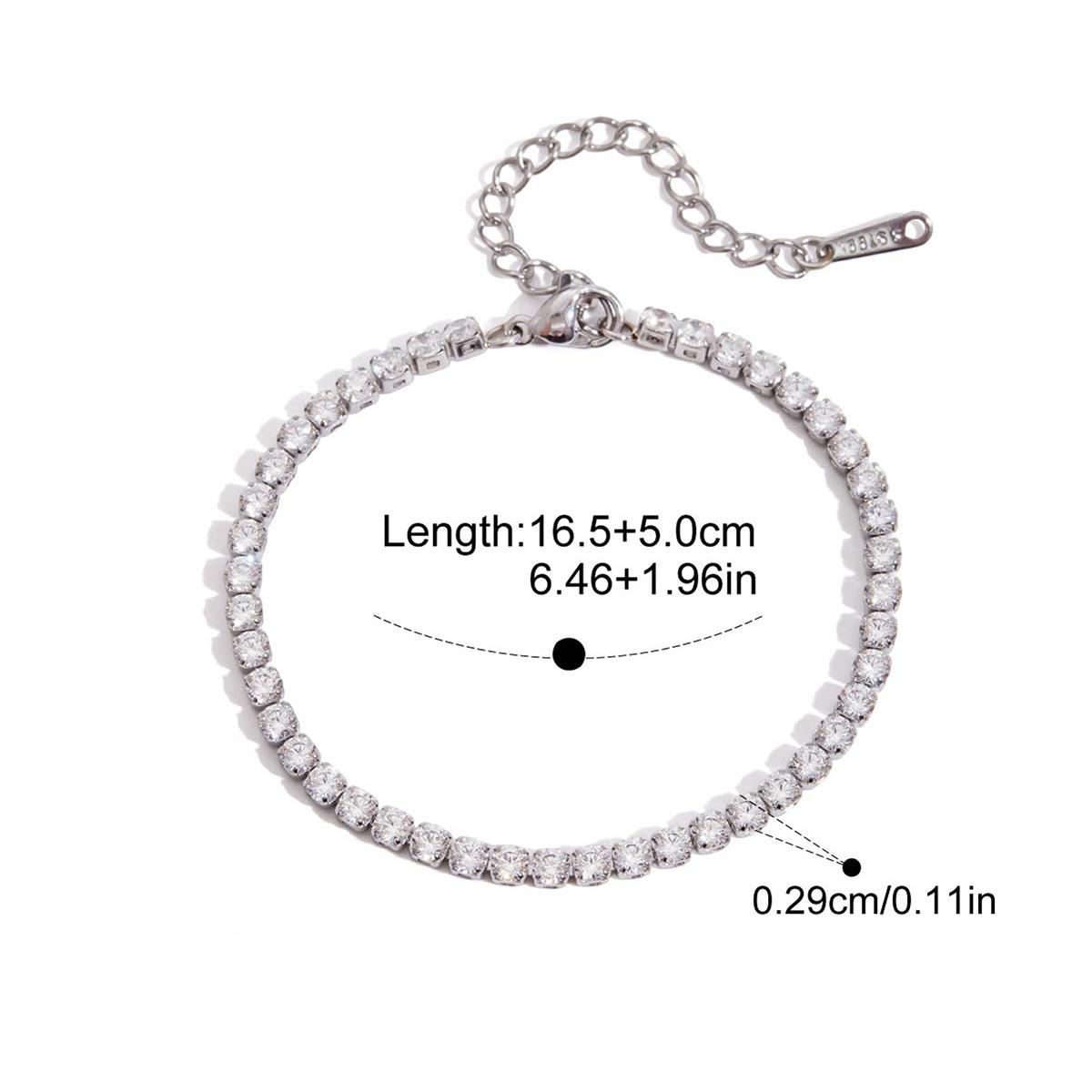 

Yori Shiny Waterproof Cubic Zirconia Chain Tennis Chain Bracelet Stainless Steel Jewelry Casting Technology Holiday Gifts