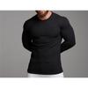 Men's Autumn Sports Fitness Casual Stand Collar Stretch Ribbed Crew Neck Long Sleeve Activewear