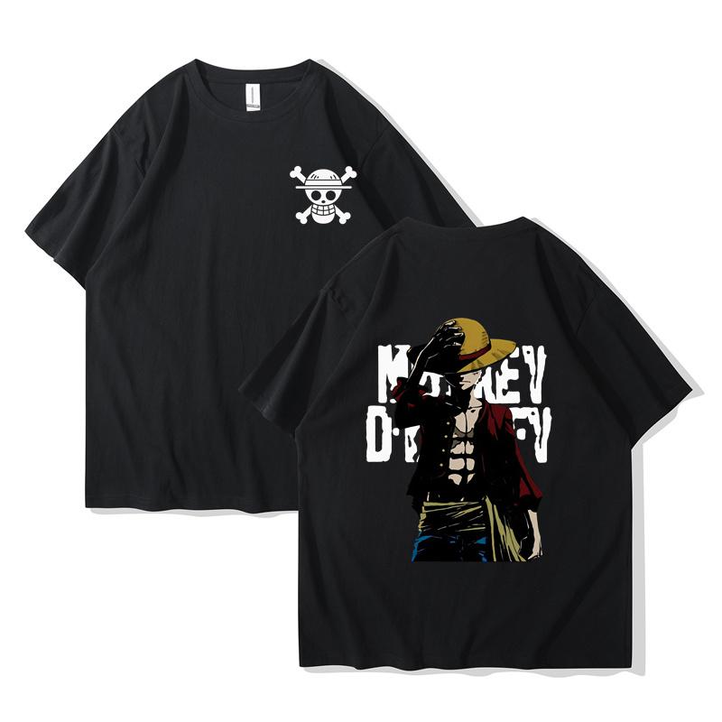 Monkey D Luffy One Piece TShirt Men Summer Straw Hat Pirate Character Graphic Short Sleeve Streetwear Loose Fit Anime Fan Tee