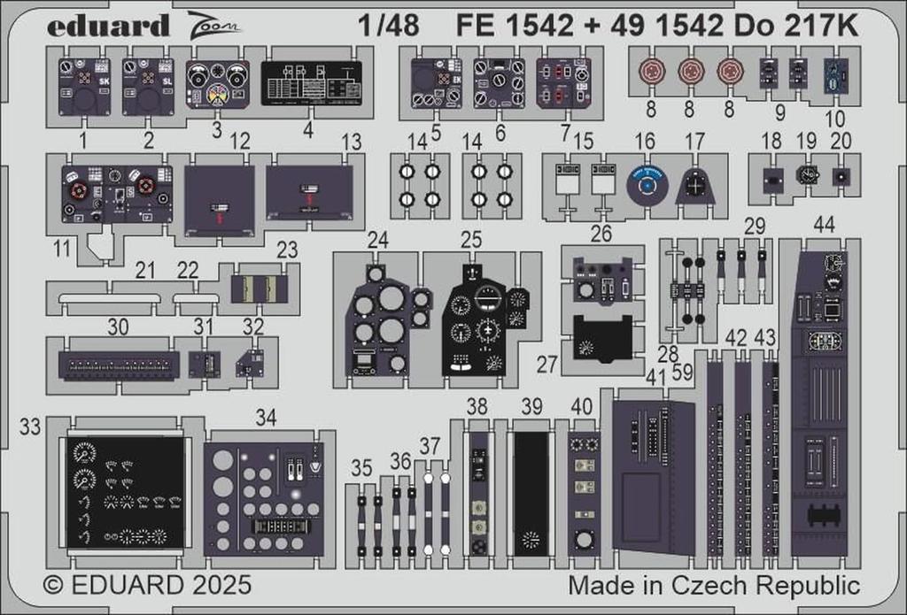 Eduard 1/48 Do217K Zoom Etched Parts (for ICM) Plastic Model Kits EDUFE1542 (Airplane)