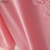 ZANZEA Women Casual Round Neck Lace Patchwork Loose 3/4 Sleeve Blouse