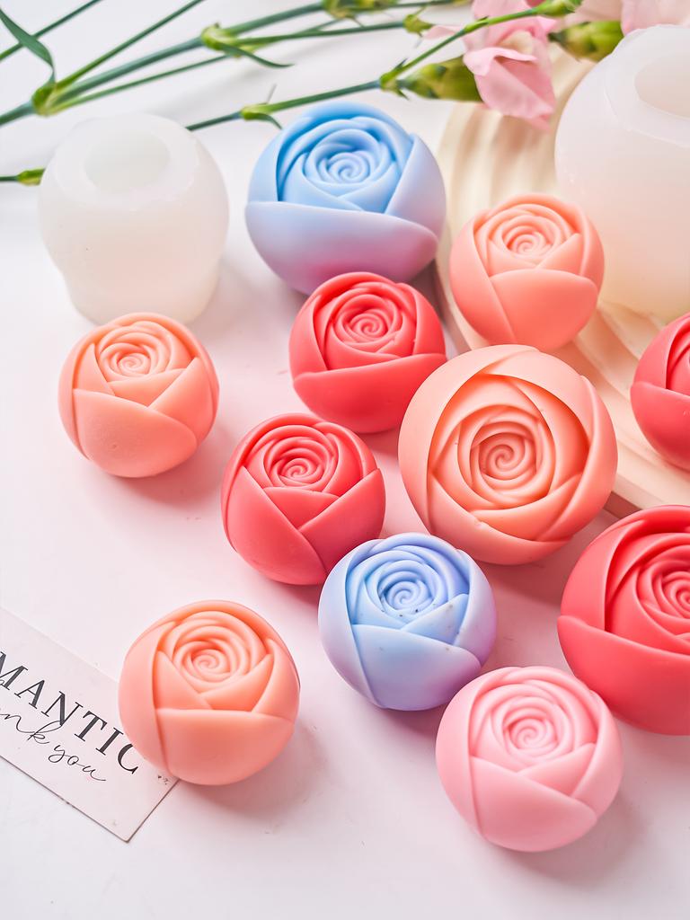 DIY Rose Ball Scented Candle Silicone Mold DIY Flower Chocolate Cake Handmade Soap Making Plaster Resin Mould Home Decor Gifts