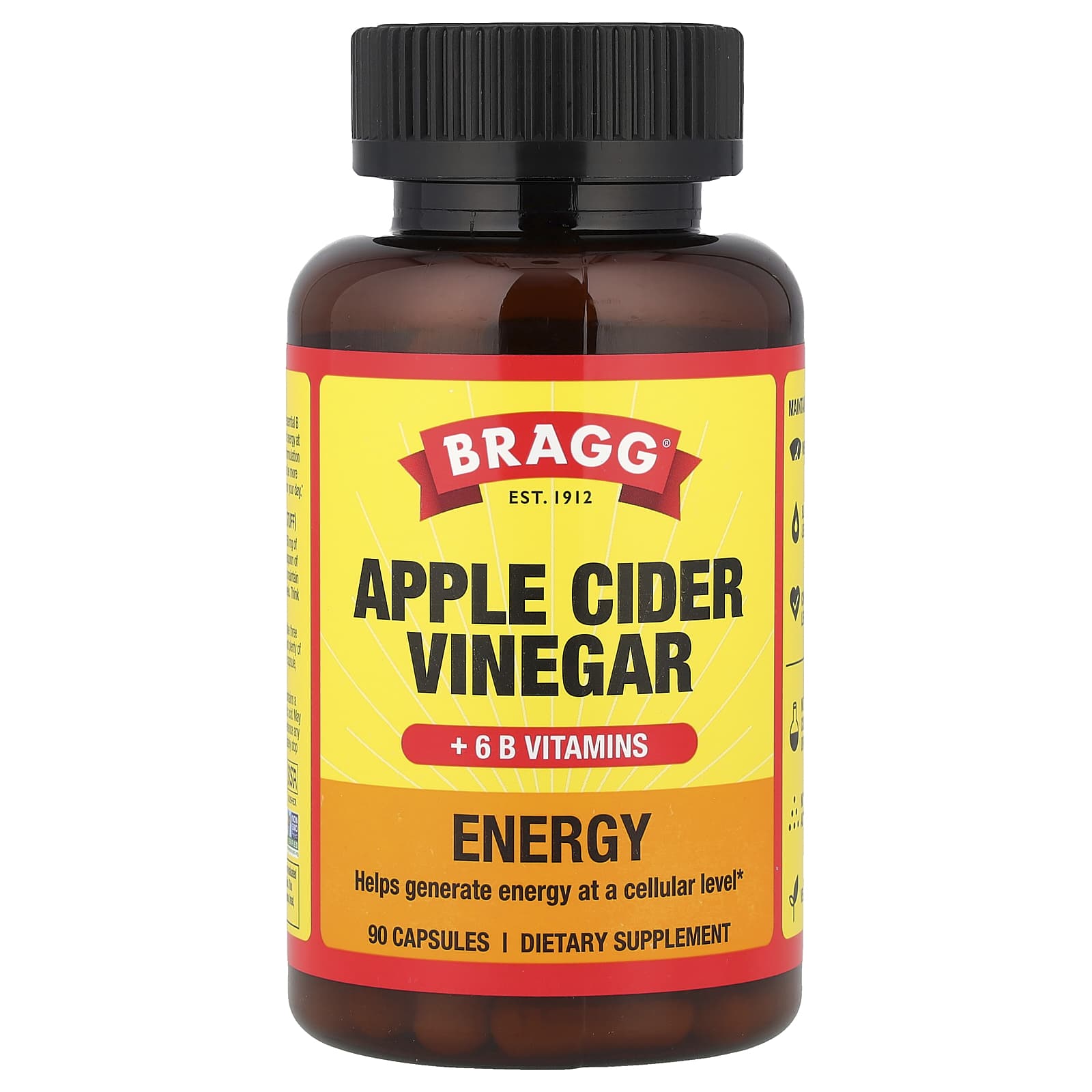 

Energy, Apple Cider Vinegar + 6 B Vitamins, 90 Capsules