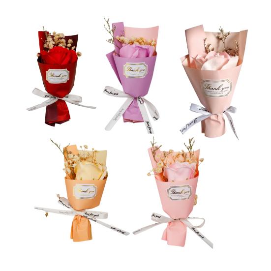 Mini Aromatherapy Soap Rose Bouquet Scented Artificial Flower Arrangement Romantic Valentine's Day Birthday Gift for Women Girls Mom