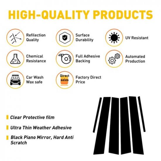 Fit Dodge Charger 2011- 6X Black Pillar Posts Kit Window Door Trim Cover US