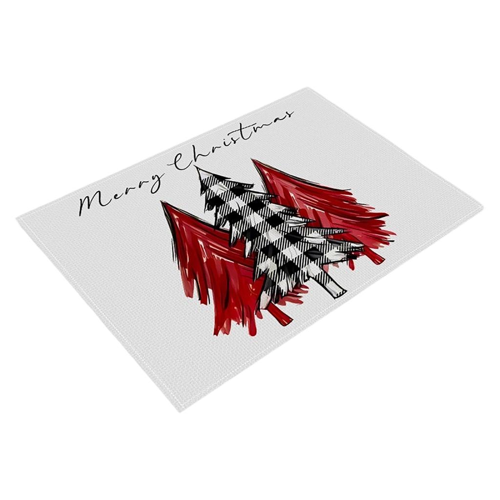 Christmas Dining Mat, Restaurant Atmosphere Decoration, Table Mat, Linen Printed Insulation Mat, Western Style Mat